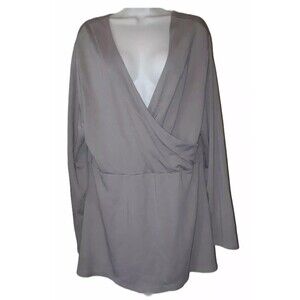 Aly Wear Taupe Long Sleeve Wrap Top Size Large